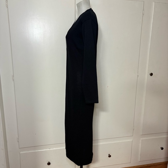 Vintage 90s 395 Sutter Black Wool Rayon Long Black Button Up Duster Cardigan - Picture 3 of 6